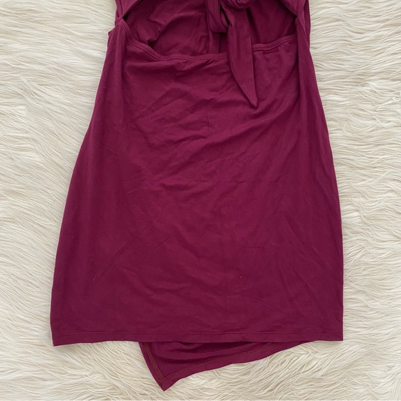 Halara Purple Tie Open Back Sleeveless Lace Up Split Hem Dress Red Violet - Picture 9 of 14